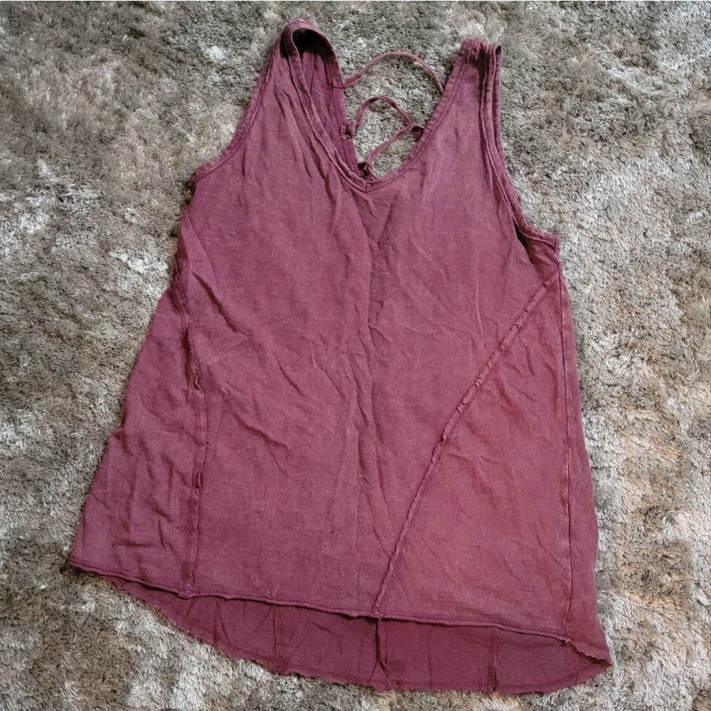 Maurices Grunge Red Purple Tank Top Cross Lines in Back Size Small